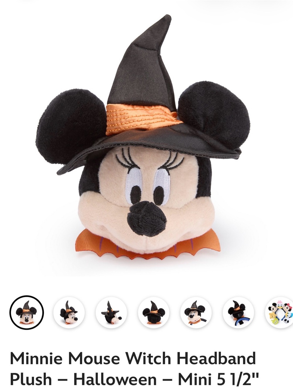 NWT Minnie Mouse Witch Headband Plush - Black & Orange